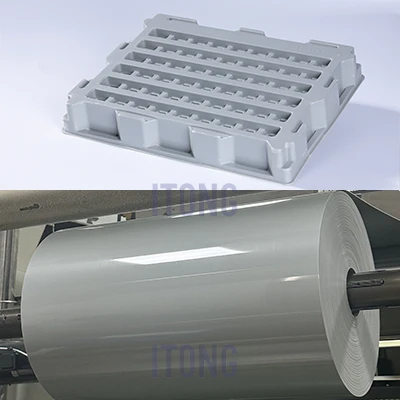 PE Grey Anti-Lembaran Plastik Thermoforming Statis Untuk Baki Elektronik Dan Semikonduktor
